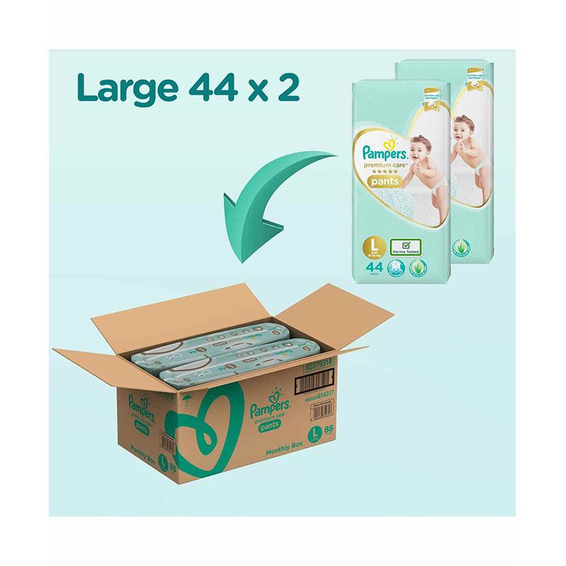 Pampers Premium Care Pants, Large Size Baby Diapers - 88 Counts