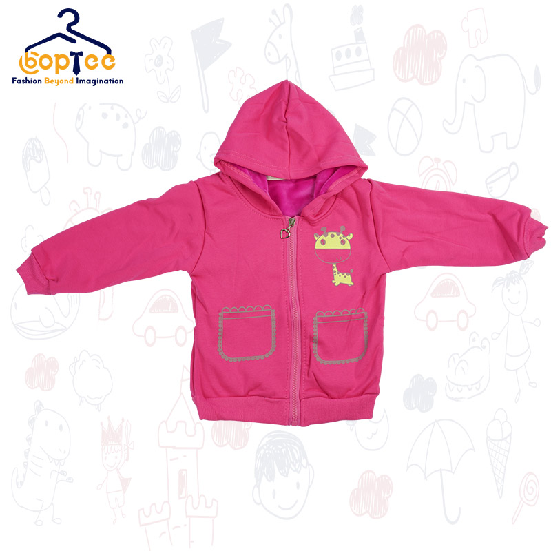 Boptee Full Sleeves Hooded Jacket With Giraffe Print 