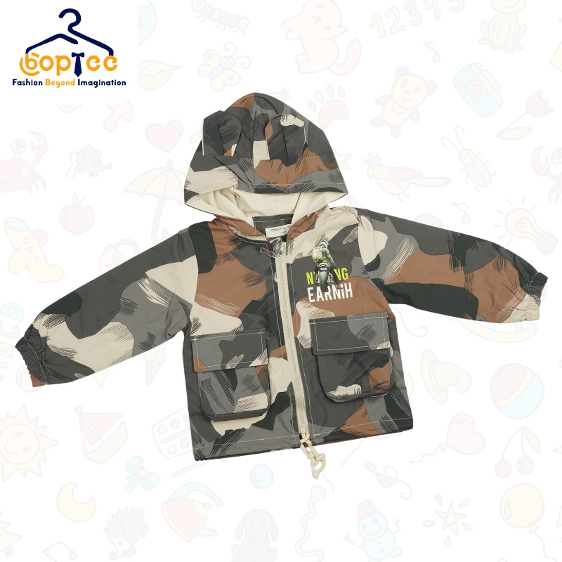 Boptee Full Sleeves Hooded Jacket With Saving Earth Patches