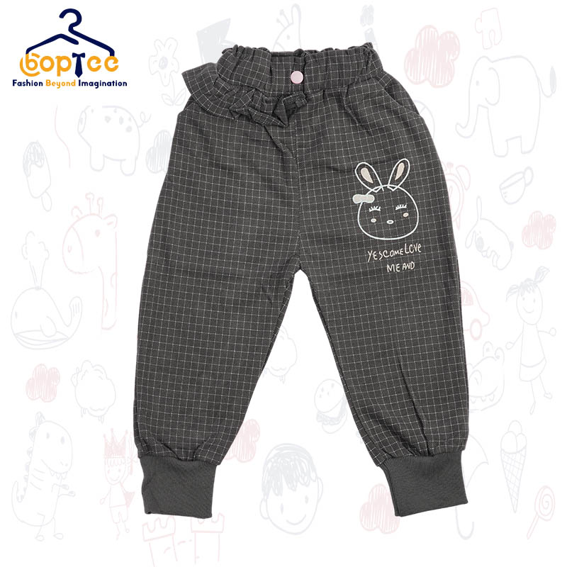 Boptee Full Length Lounge Pant With Bunny Print- Grey color