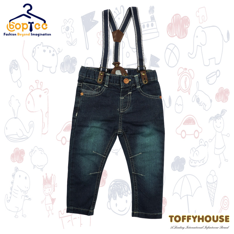 Toffyhouse Blue Denim Slim Fit Jeans With Suspenders
