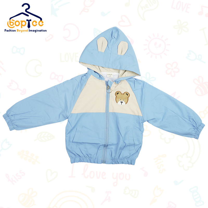 Boptee Full Sleeves Hooded Jacket With Teddy Print Front And Back