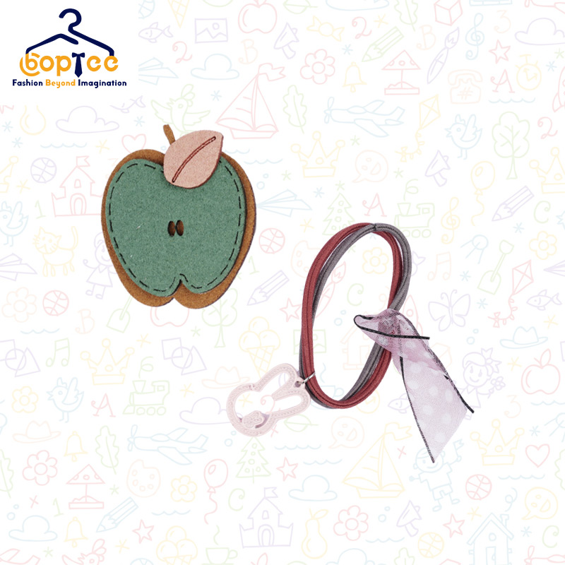 Boptee Hair Clips In Apple Shape With Rubber Band