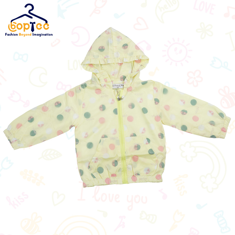 Boptee Full Sleeves Hooded Jacket With Polka Dot Pattern