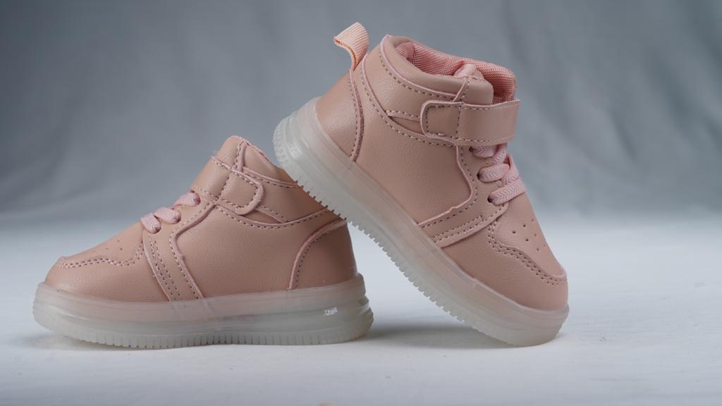 Velcro Closure LED Shoes-Pink