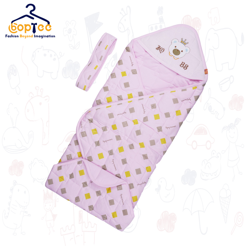 Boptee Hooded Swaddle- Pink Color 