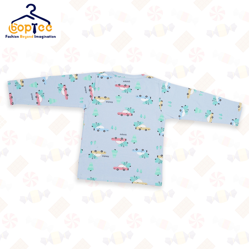 Boptee Full Sleeves Semi Woolen Nightsuit With Cars Print